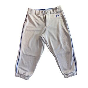 Under‎ Armour Men's Small Baseball Knickers Gray W/ Royal Blue Pinstripe